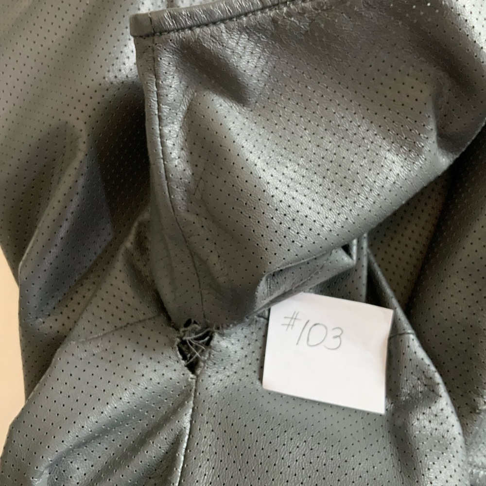 Ports 1961- dark gray perforated leather dress with pockets metal hooks on sides - Picture 15 of 15